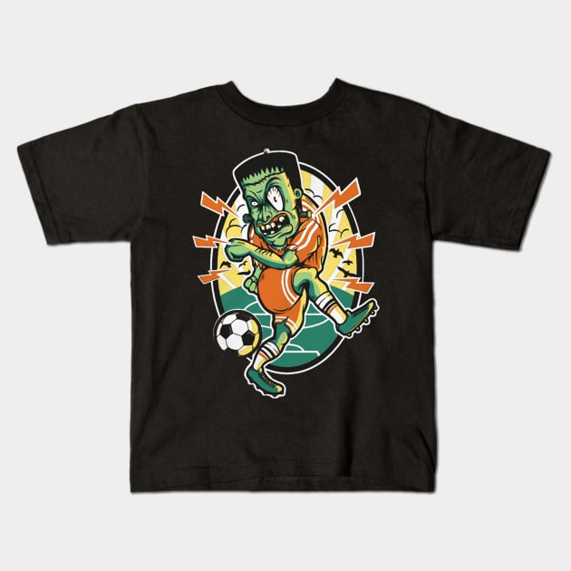 Frankestein in Soccer Kids T-Shirt by asokabudaya